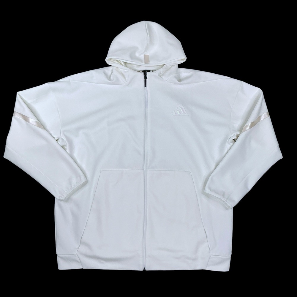 Adidas Hoodie Men 3XLT White Full Zip Long Sleeve ZNE Full Zip Track Jacket NWT